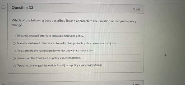 Solved Question 33 1 Pts Which Of The Following Best Chegg