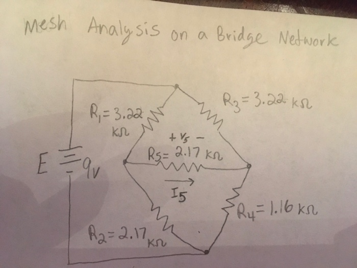 Solved Mesh Analysis on a on a Bridge Network R₂= 3.22 kr R, | Chegg.com