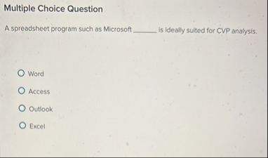 Solved Multiple Choice QuestionA spreadsheet program such as | Chegg.com