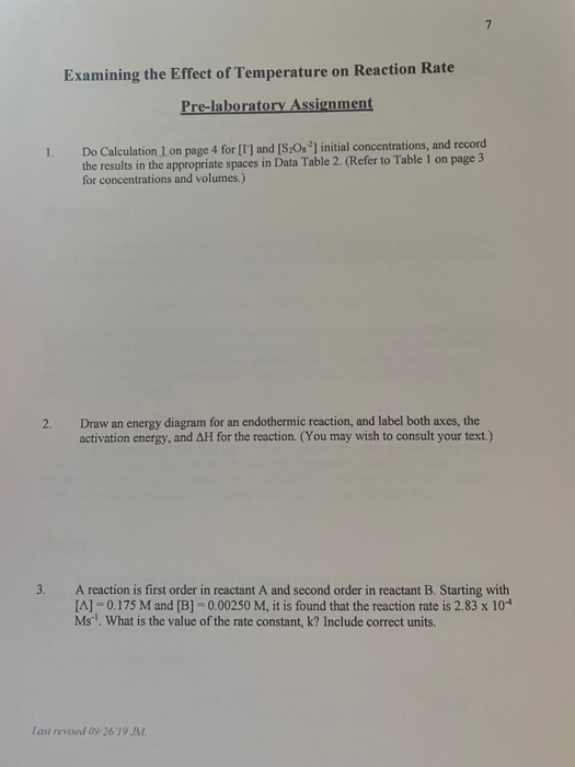 Solved Examining the Effect of Temperature on Reaction Rate