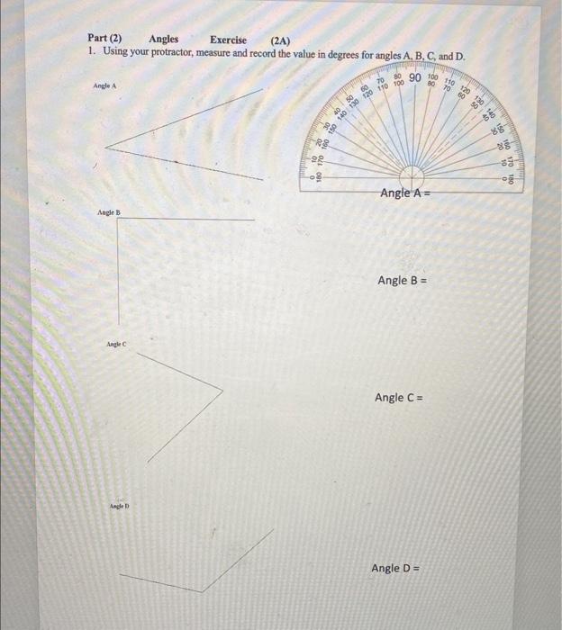 using your protractor, measure and record the value