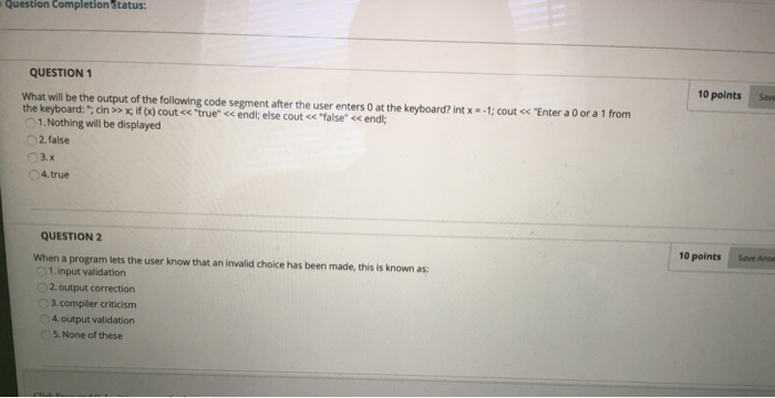 Solved question Completion Status: 10 points QUESTION 1 What | Chegg.com