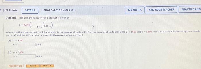 Solved Demand The demand function for a product is given by | Chegg.com
