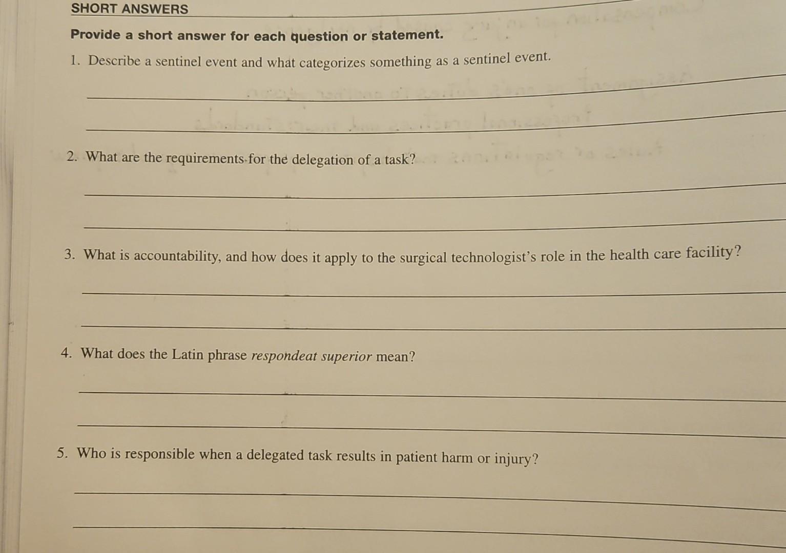 Solved Provide a short answer for each question or | Chegg.com