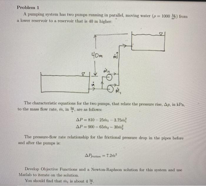 Problem 1 A pumping system has two pumps running in