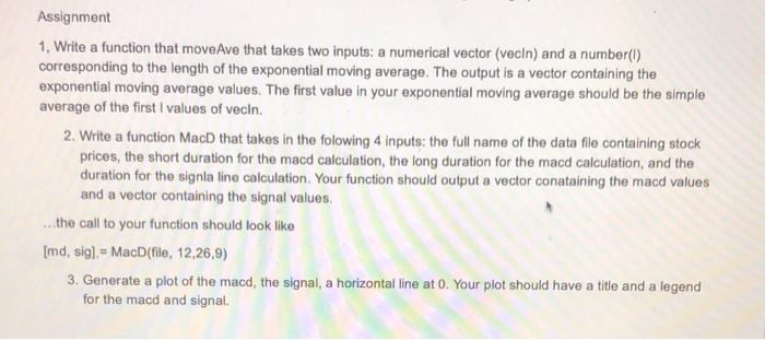 Solved Assignment 1. Write a function that move Ave that | Chegg.com