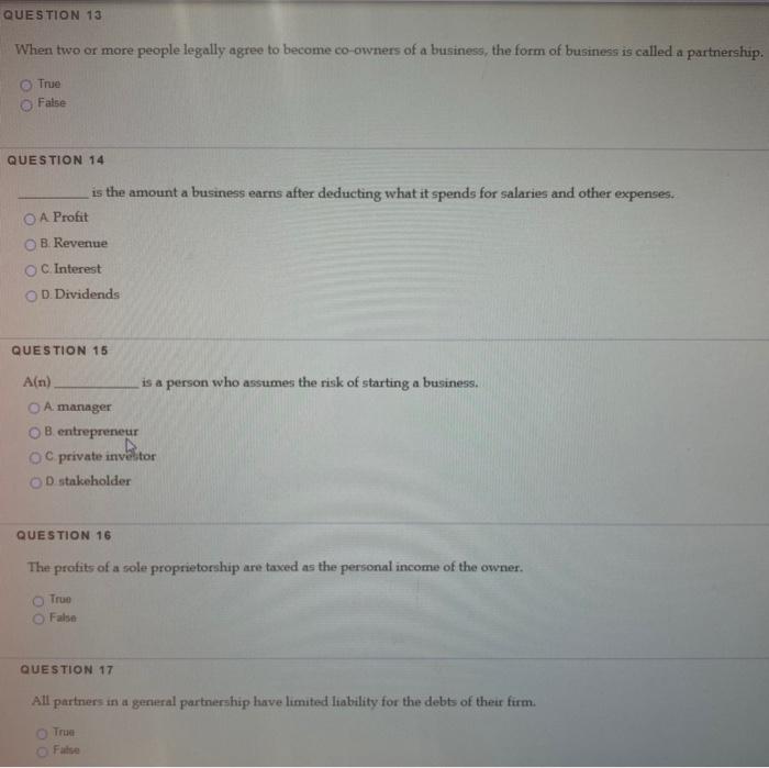 Solved QUESTION 13 When Two Or More People Legally Agree To Chegg