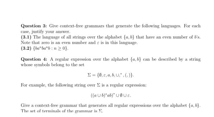 Solved Question 3 Give Context Free Grammars That Generate 4168