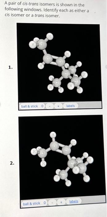Solved A pair of cis-trans isomers is shown in the following | Chegg.com