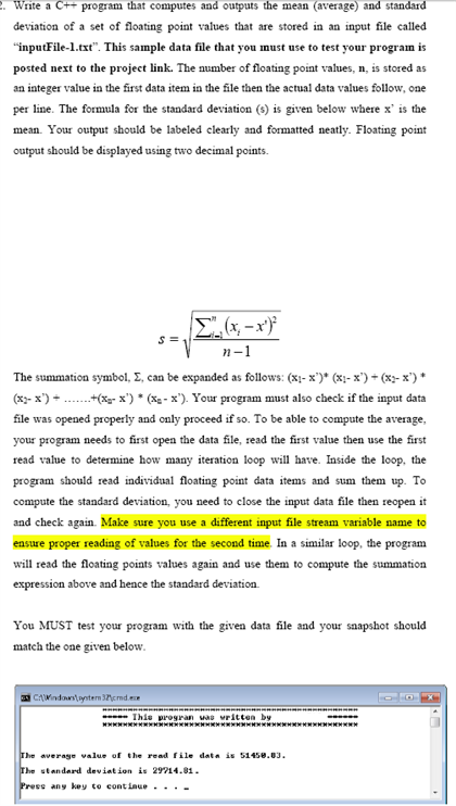Solved Write a C+- program that computes, and outputs the | Chegg.com