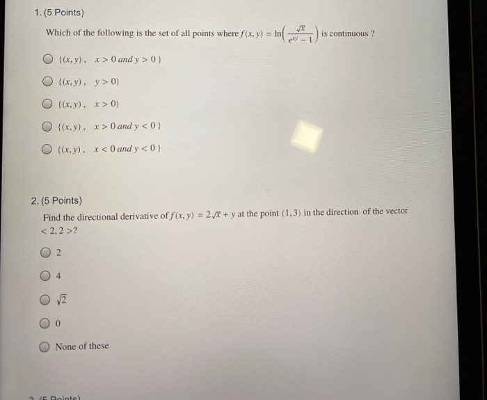 Solved 1. (5 Points) Which of the following is the set of | Chegg.com