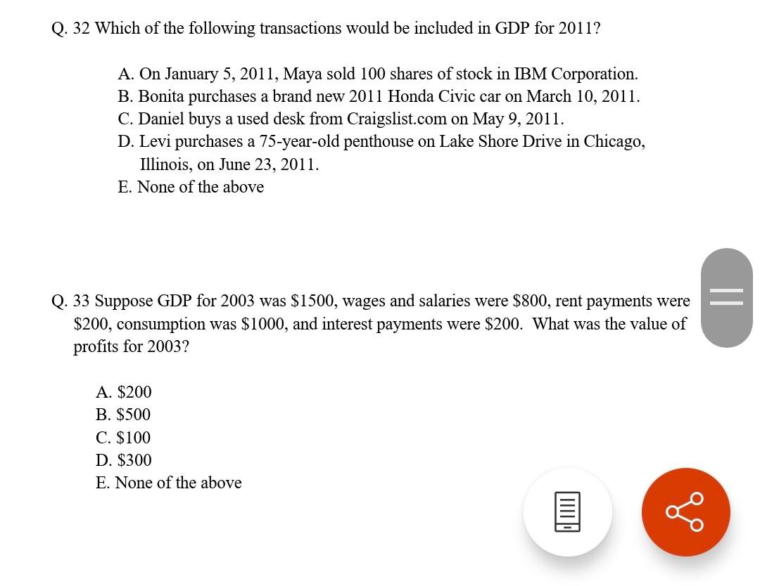 Solved Q. 32 Which of the following transactions would be