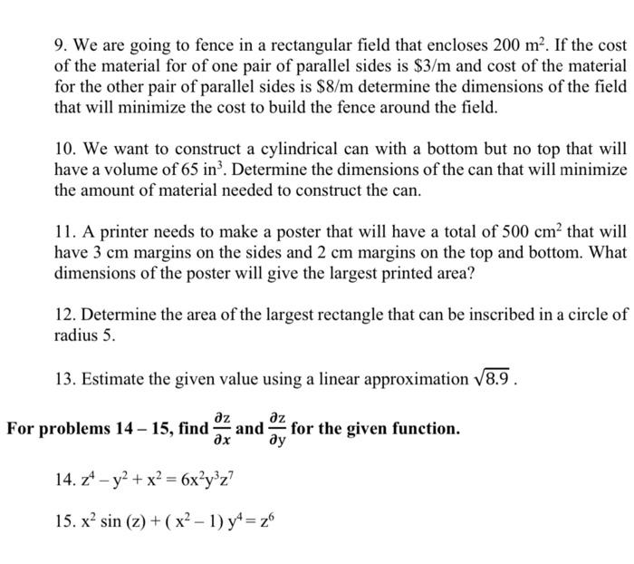 Solved 9. We are going to fence in a rectangular field that | Chegg.com