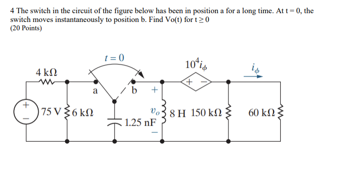 4 ﻿The switch in the circuit of the figure below has | Chegg.com