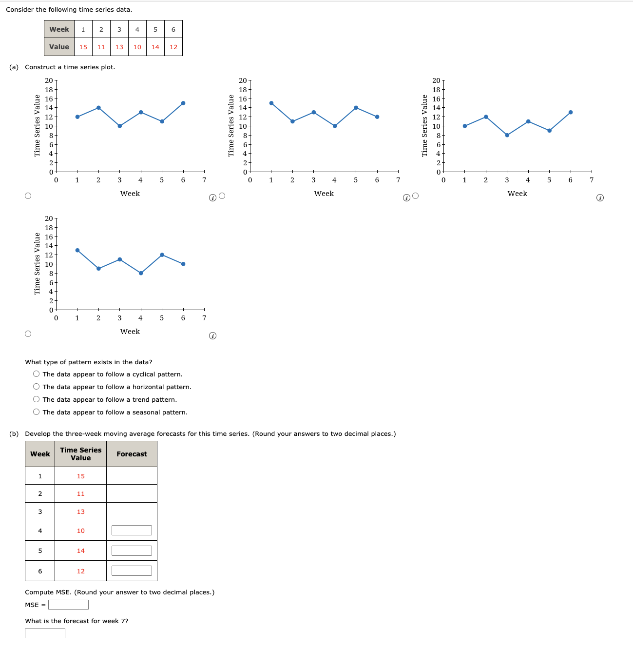 Solved Consider the following time series data. (c) ﻿Use | Chegg.com