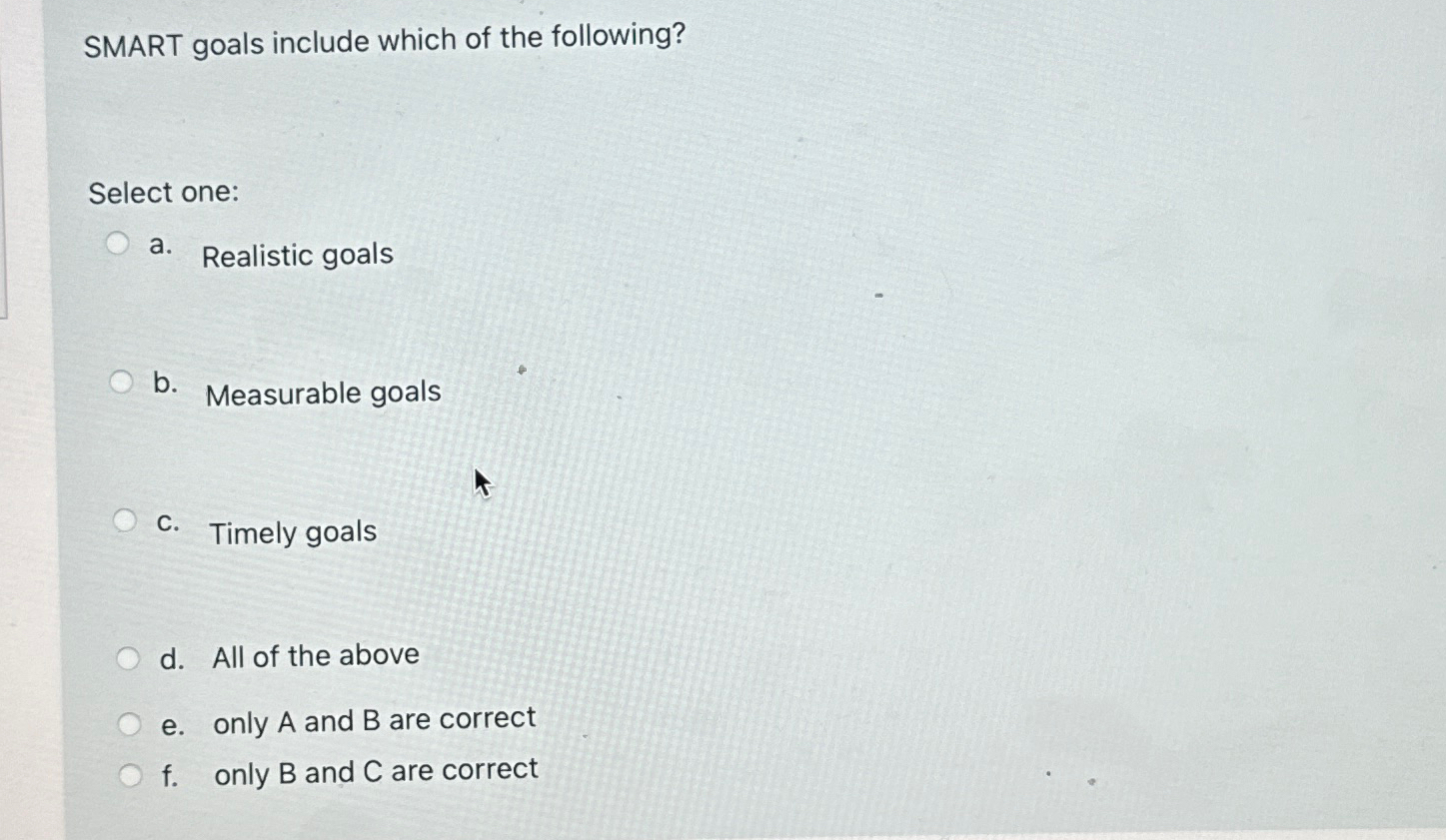 Solved SMART goals include which of the following?Select | Chegg.com