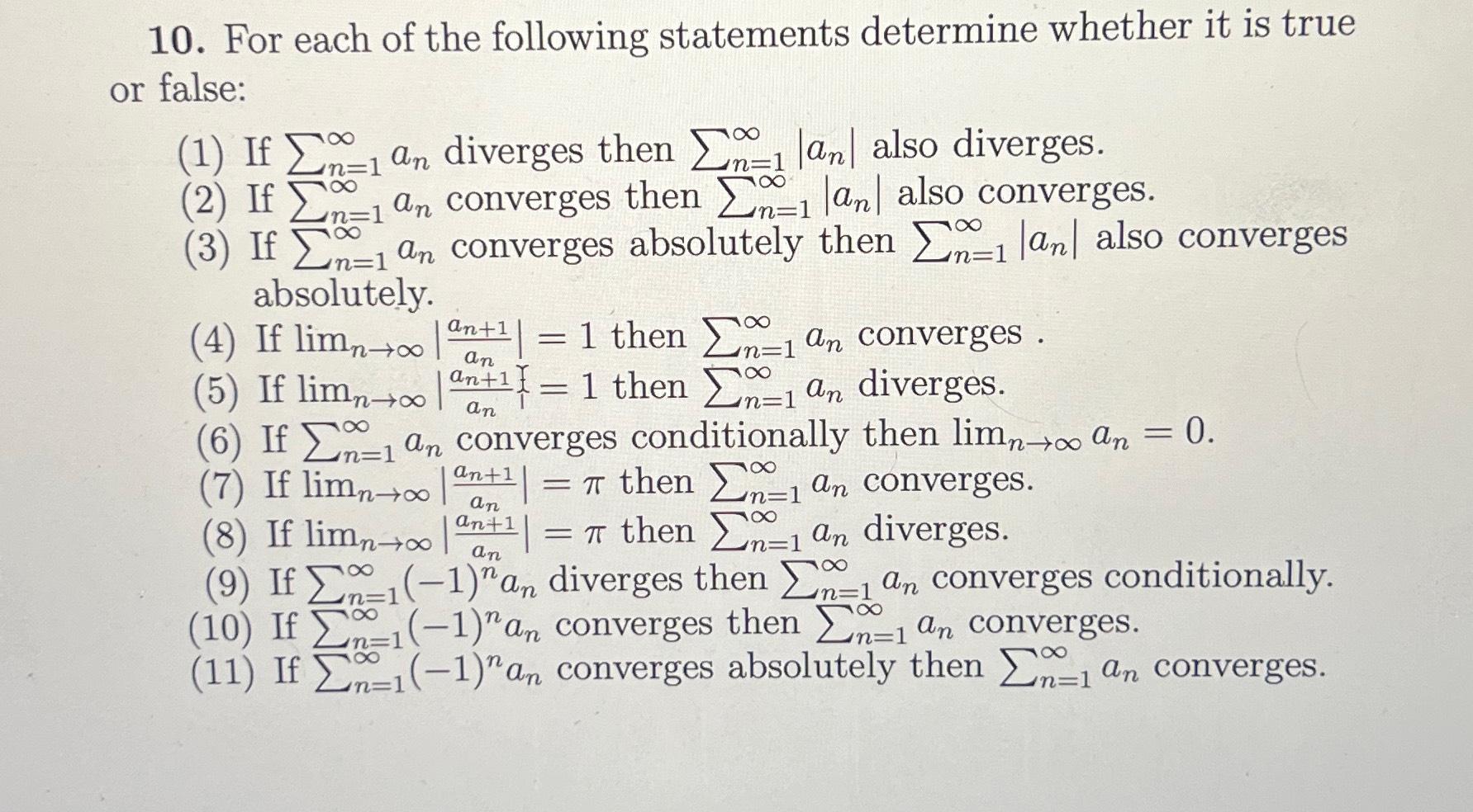 Solved For Each Of The Following Statements Determine | Chegg.com