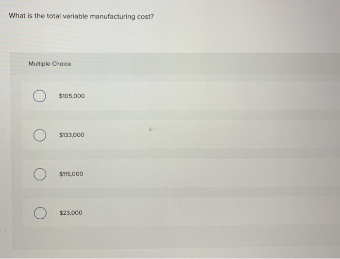 total variable manufacturing cost formula