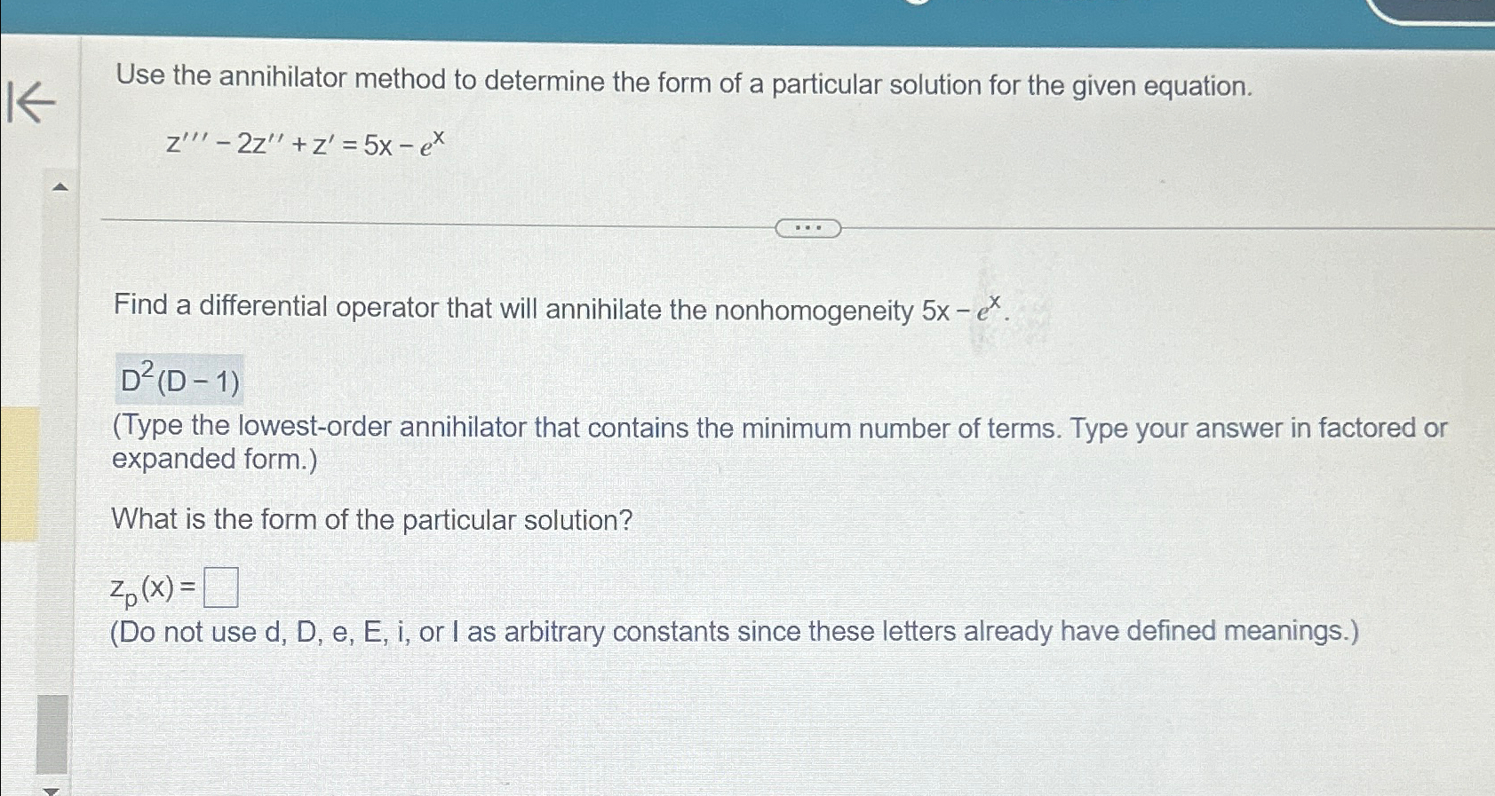 Use the annihilator method to determine the form of a | Chegg.com