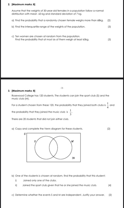 Solved 2. Maximum marks: 81 Assume that the weights of | Chegg.com