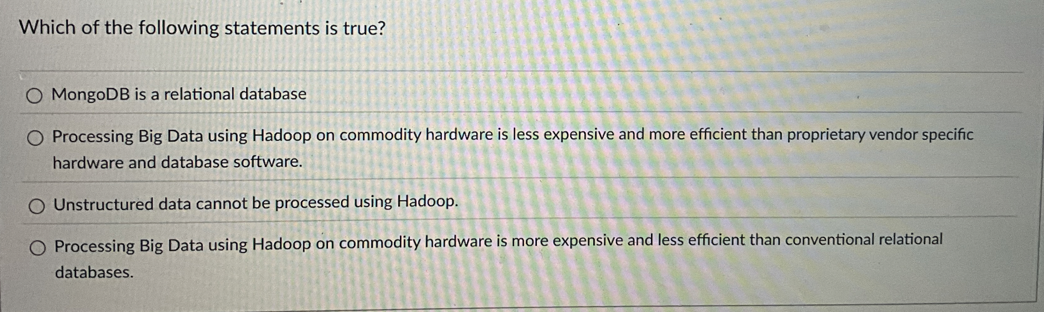 Solved Which of the following statements is true?MongoDB is 