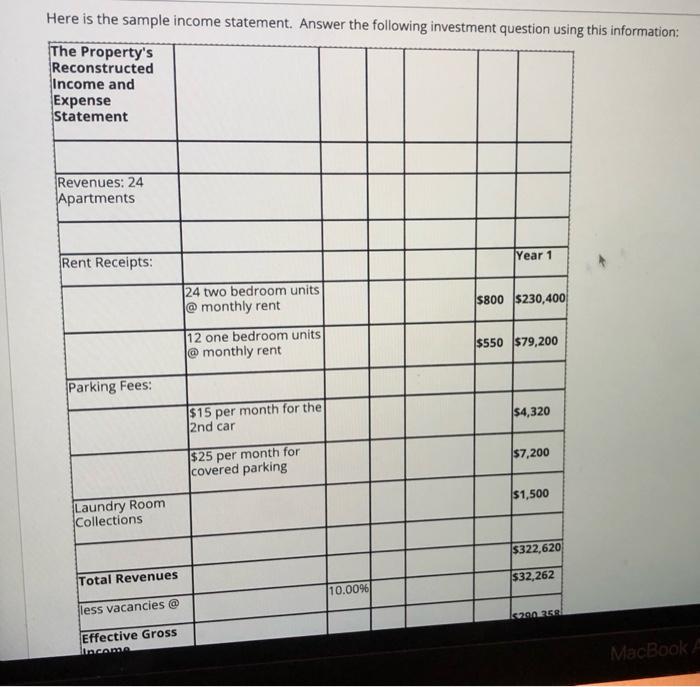 Solved Here is the sample income statement. Answer the | Chegg.com