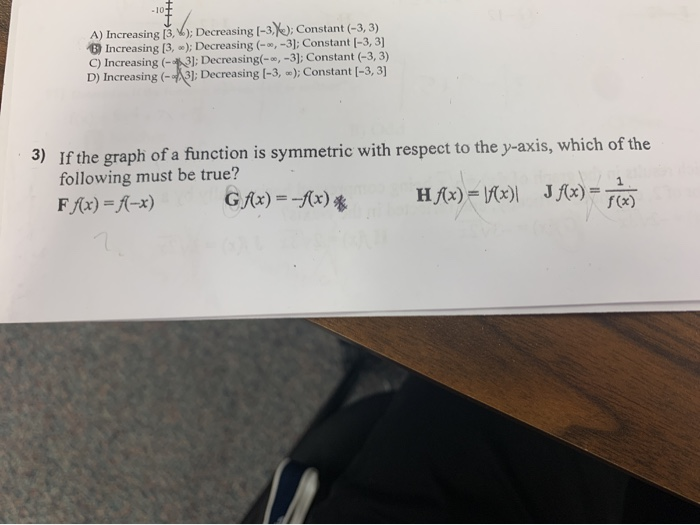 Solved lot A) Increasing (3.); Decreasing (-3.2); Constant | Chegg.com