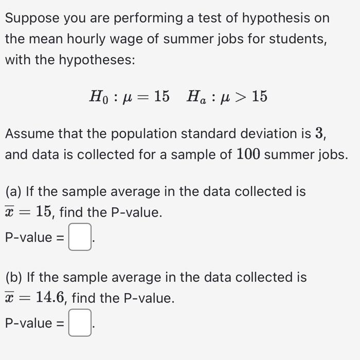 Solved Suppose you are performing a test of hypothesis on | Chegg.com