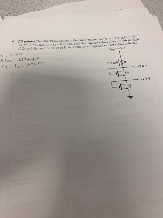 Solved 4. 25 point, and t 4. (25 points) The NMOS | Chegg.com