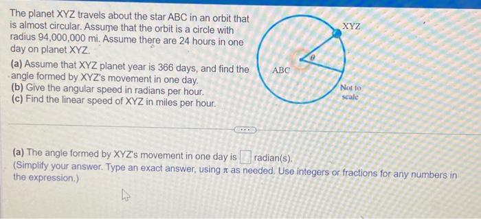 Solved The planet XYZ travels about the star ABC in an orbit | Chegg.com