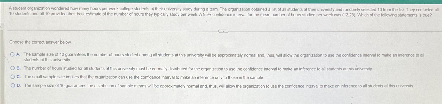 Solved Choose The Correct Answer Below. Students At This | Chegg.com