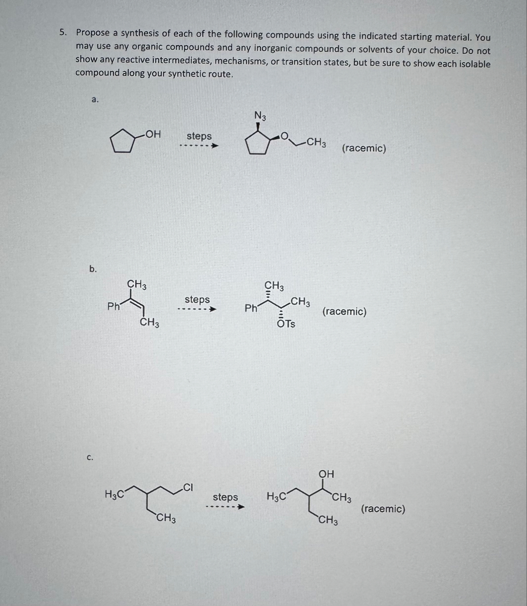 Solved Propose a synthesis of each of the following | Chegg.com