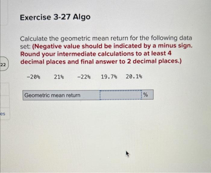 Solved Calculate the geometric mean return for the following | Chegg.com