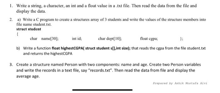 Solved All Programs in C language;1. Write a string, a | Chegg.com