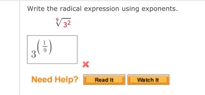 Solved Write the radical expression using exponents. 932 | Chegg.com