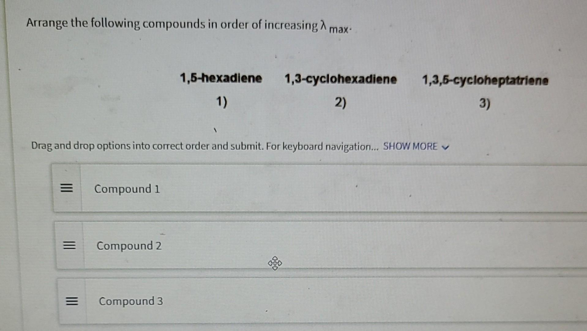 Solved Arrange the following compounds in order of | Chegg.com