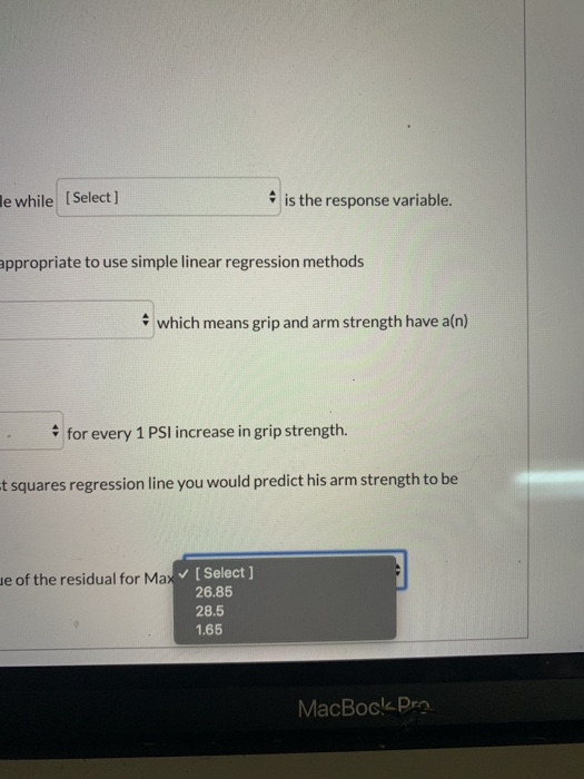 Solved The grip strength (in PSI) and arm strength (in LBS) | Chegg.com
