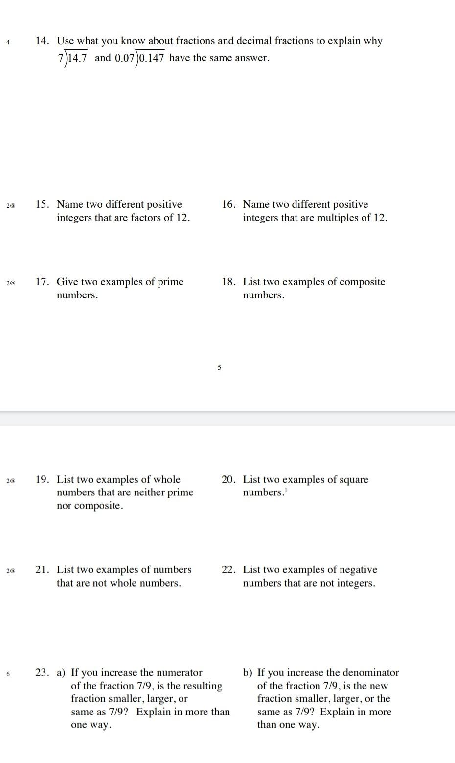 Solved 4 14. Use what you know about fractions and decimal | Chegg.com