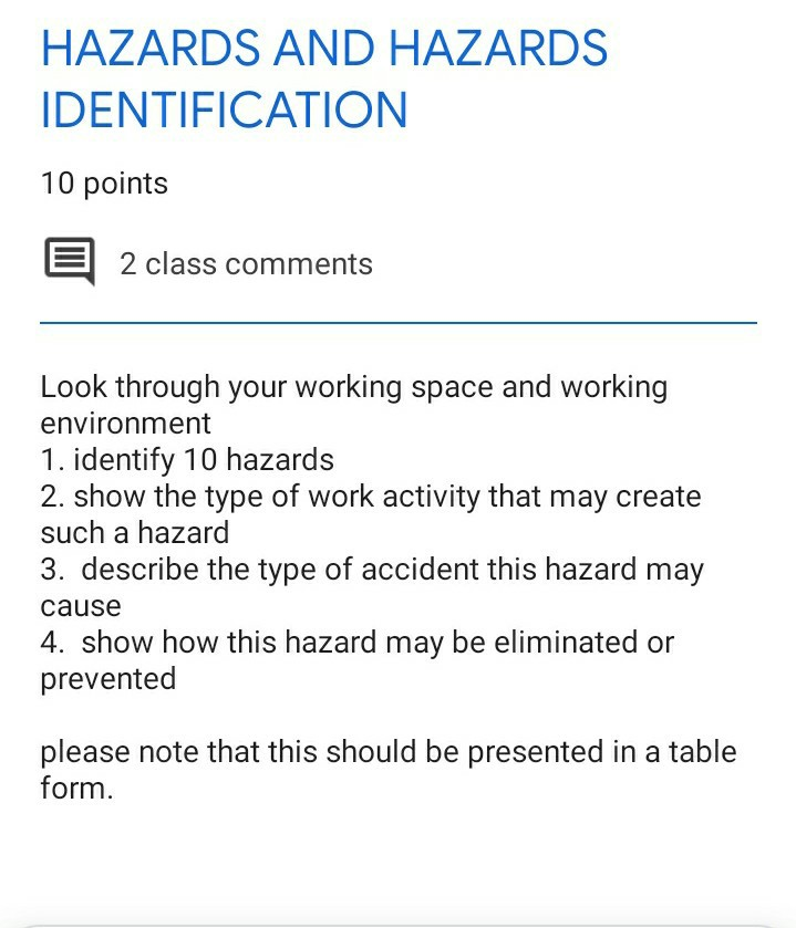 Solved HAZARDS AND HAZARDS IDENTIFICATION 10 points E 2
