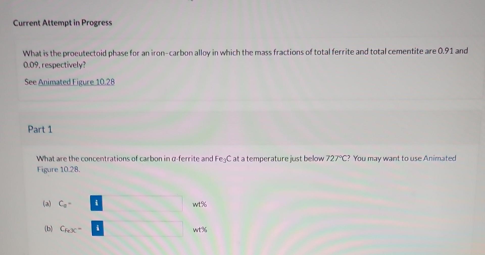 Solved What is the proeutectoid phase for an ironcarbon