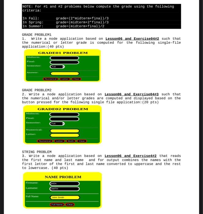 Solved NOTE: For #1 and #2 problems below compute the grade | Chegg.com