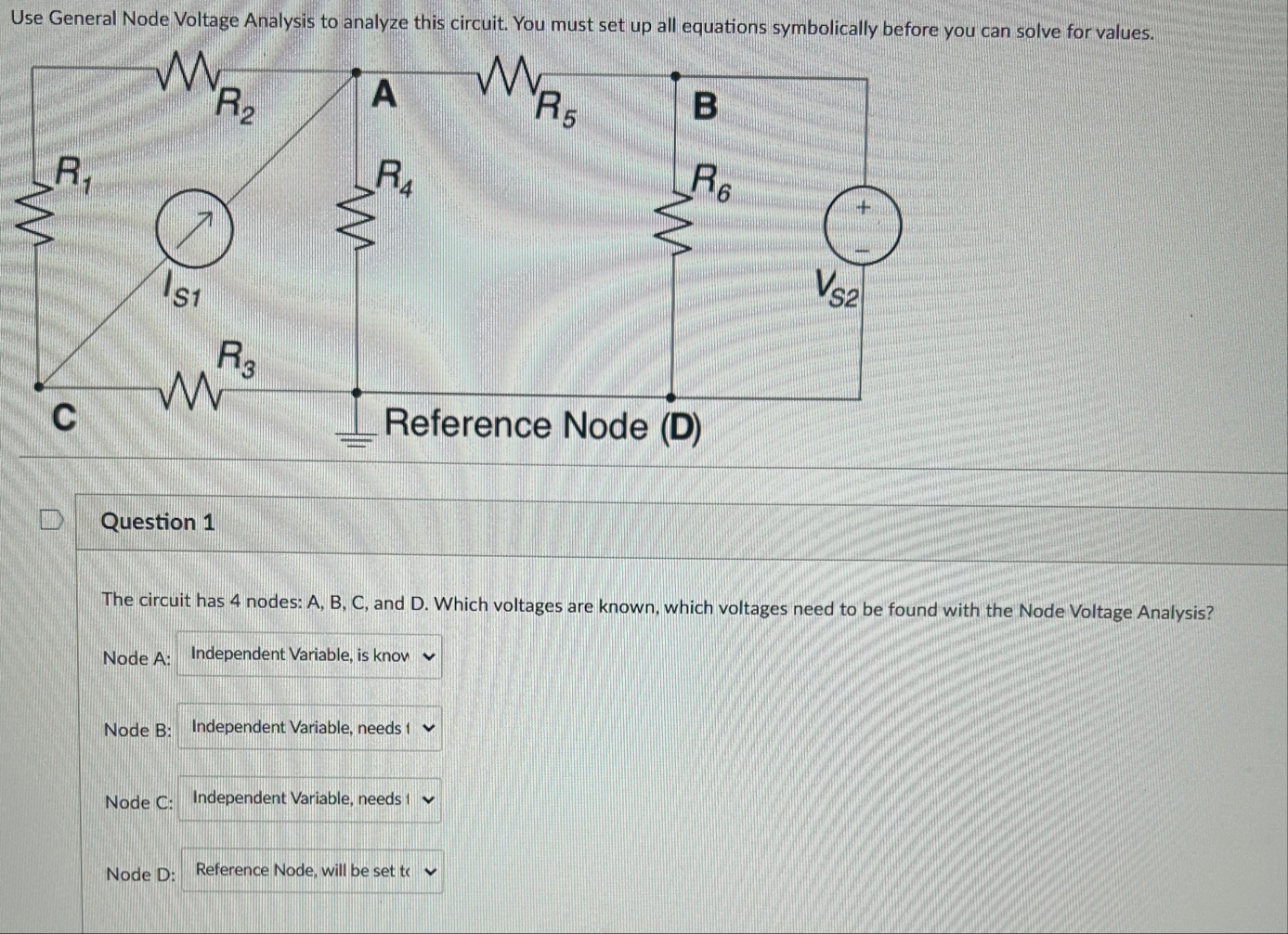 Solved Use General Node Voltage Analysis to analyze this | Chegg.com