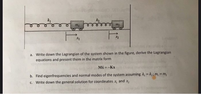 Solved 70 m a. Write down the Lagrangian of the system shown | Chegg.com