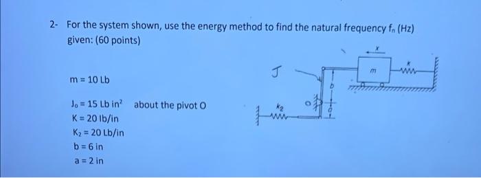 Solved 2- For the system shown, use the energy method to | Chegg.com
