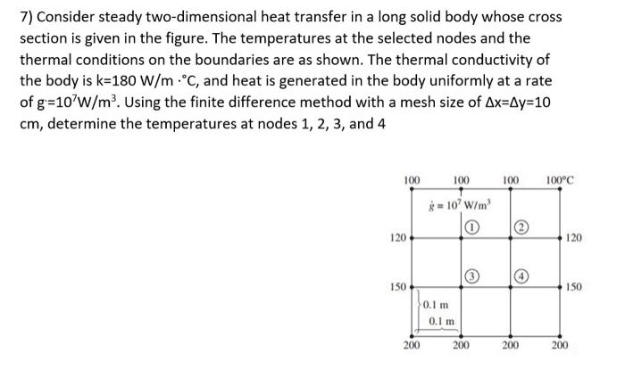 Solved 7) Consider Steady Two-dimensional Heat Transfer In A | Chegg.com