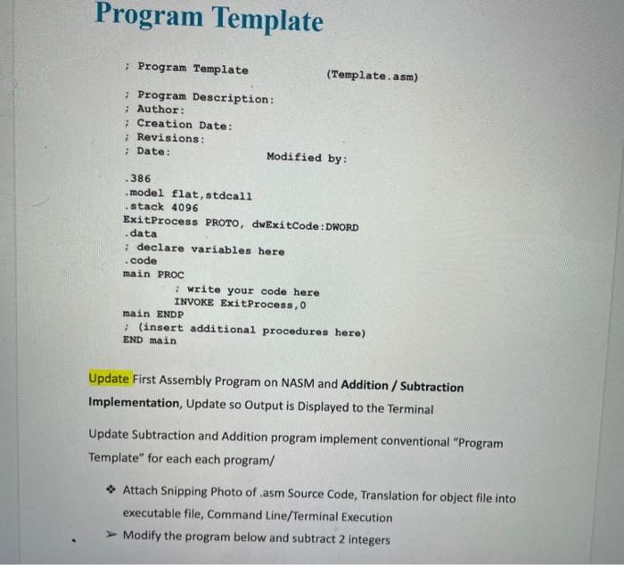 Solved Program Template Program Template (Template.aan) | Chegg.com