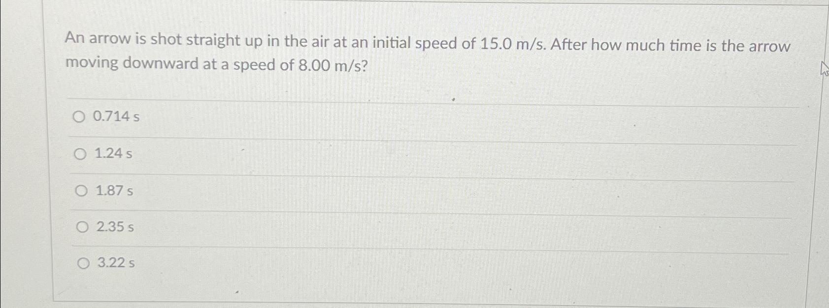 Solved An arrow is shot straight up in the air at an initial | Chegg.com