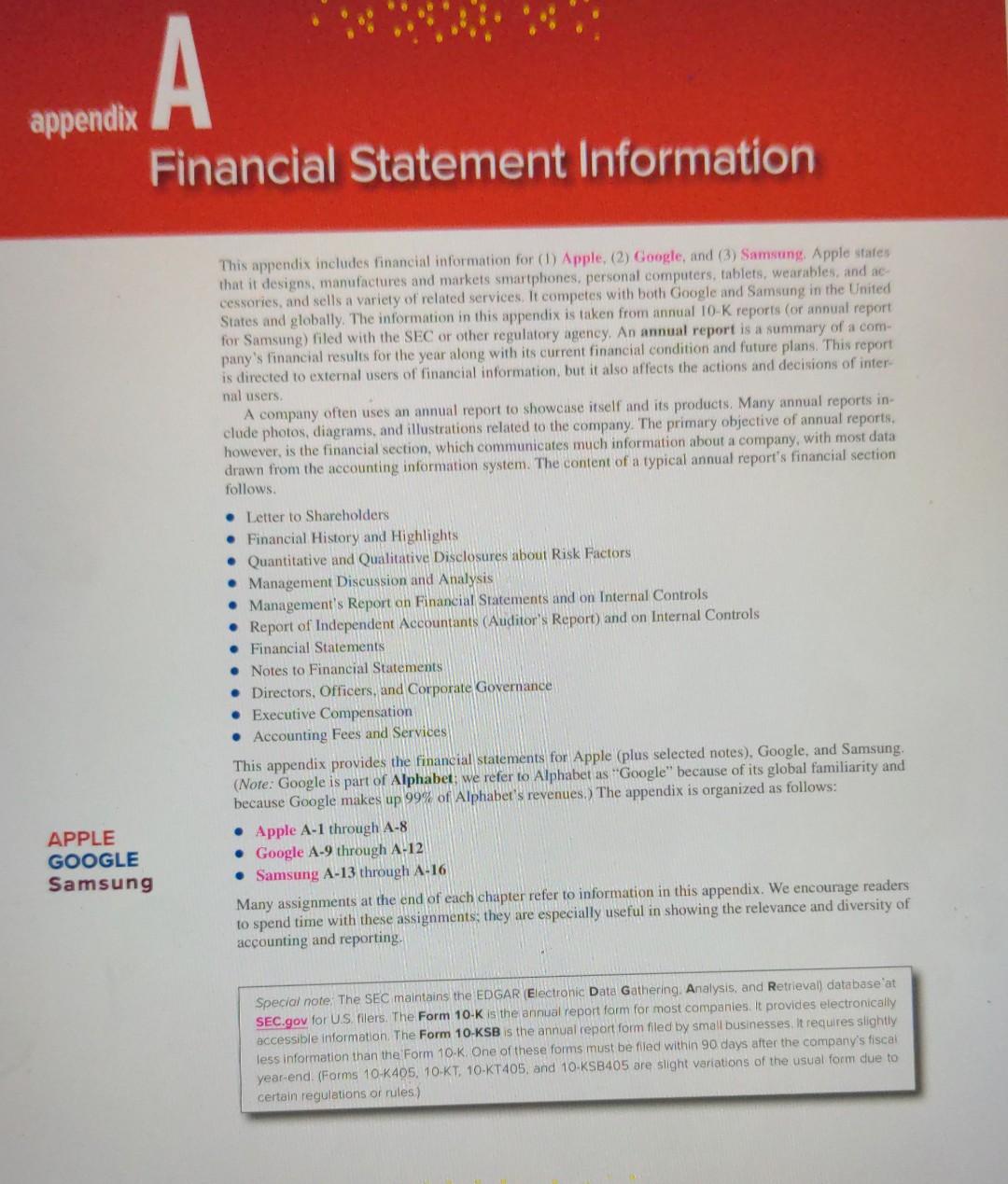 Solved Use Apple's financial statements in Appendix A to | Chegg.com