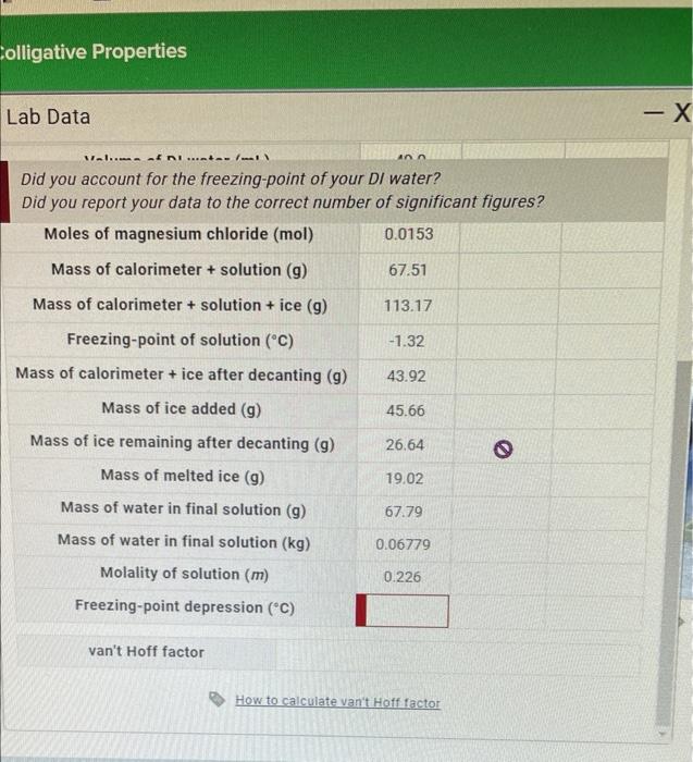 Solved Magnesium Chloride calorimeter experiment freezing