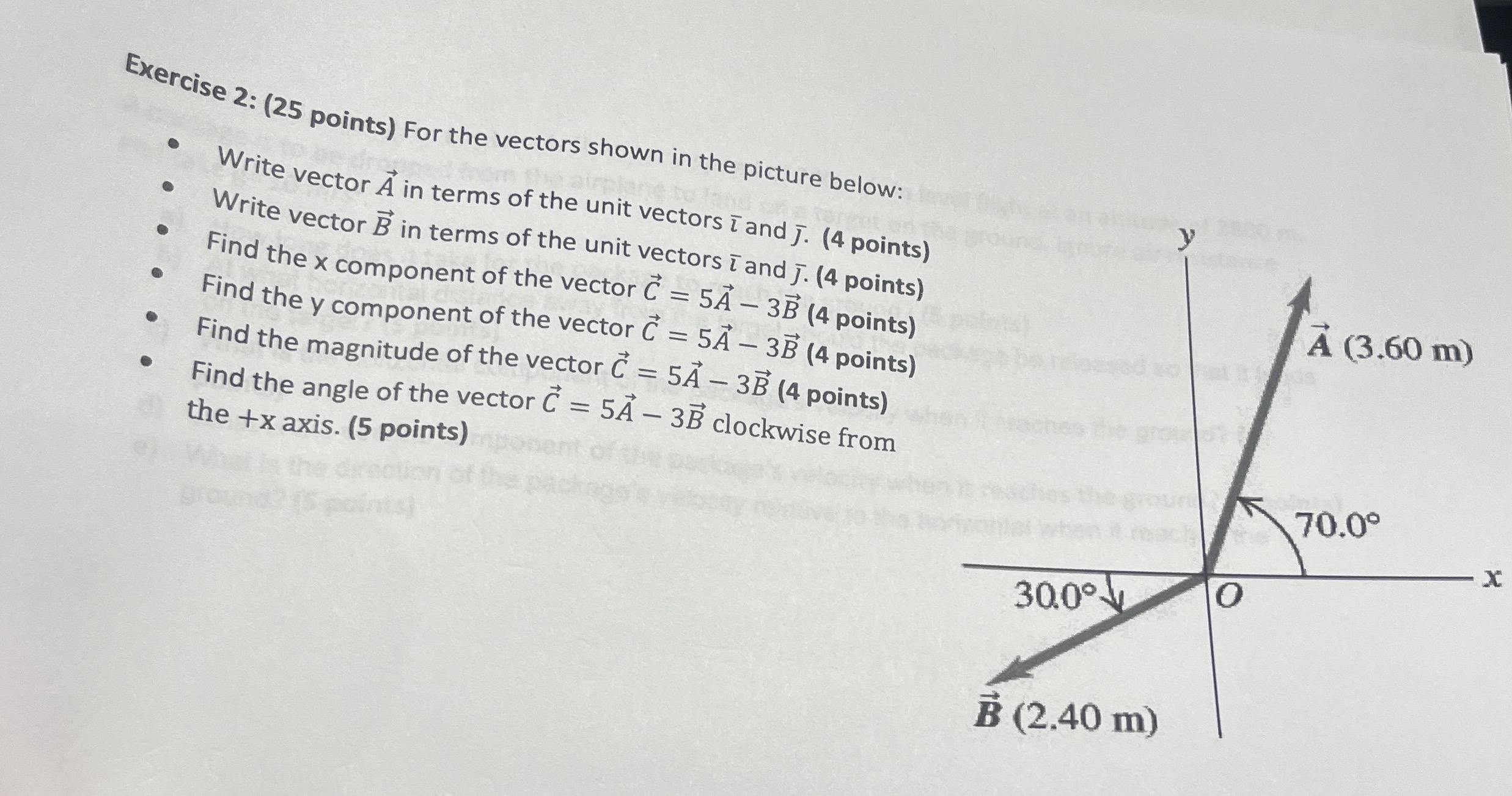 Solved Exercise 2: ( 25 ﻿points) ﻿For the vectors shown in | Chegg.com